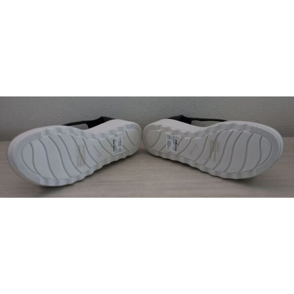 Collection x Clarks Wmn Sz 11 M Black Leather Jillian Bright Strappy Wedge Heels - Picture 6 of 12